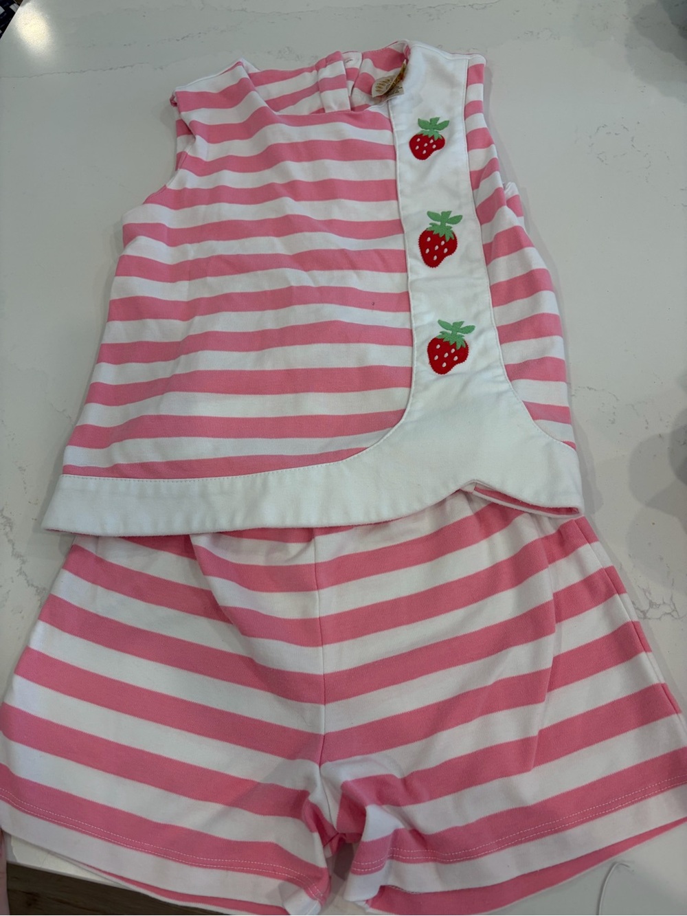 The Beaufort Bonnet Company Pink & White Strawberry Stripe short  Set
